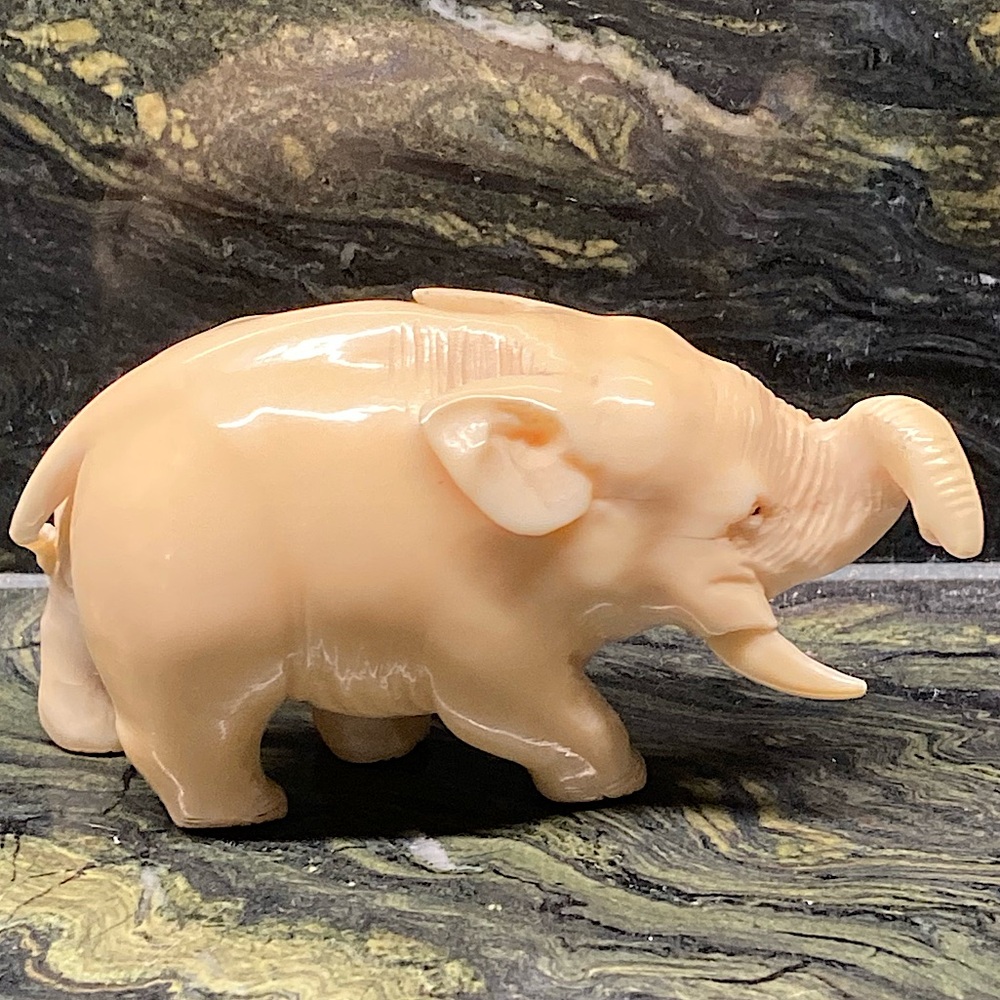 Elegant Elephant Figurine Hand Carved Cream Vintage Artisan